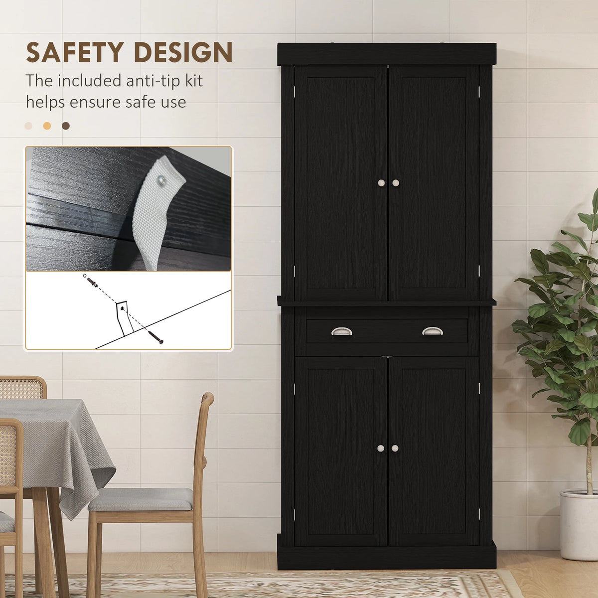 72" Kitchen Pantry Cabinet with 2 Cupboards and Drawer X90605