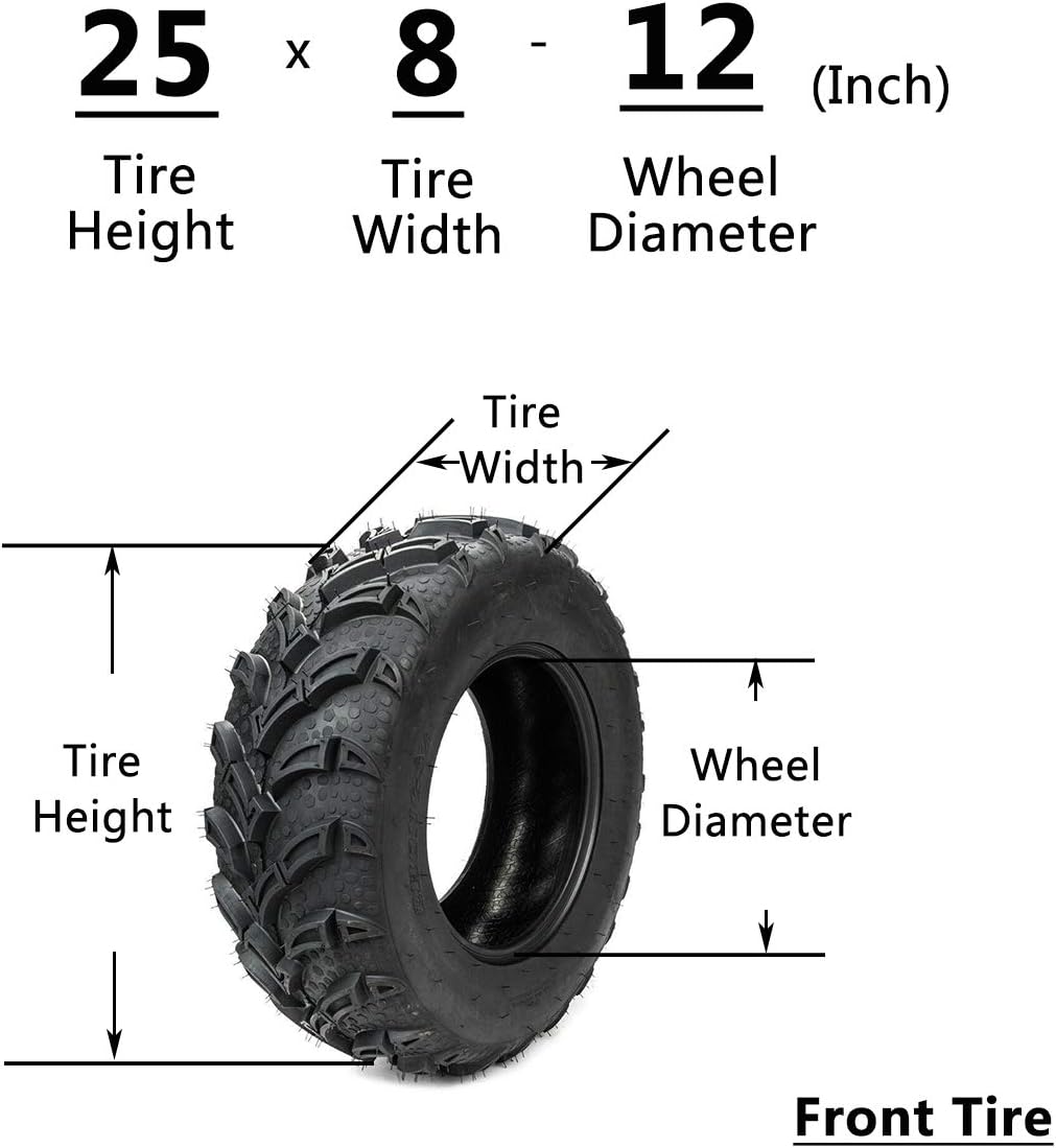 Set of 4 All Terrain ATV UTV Tires 25x8-12 Front 25x10-12 Rear 6PR P247970