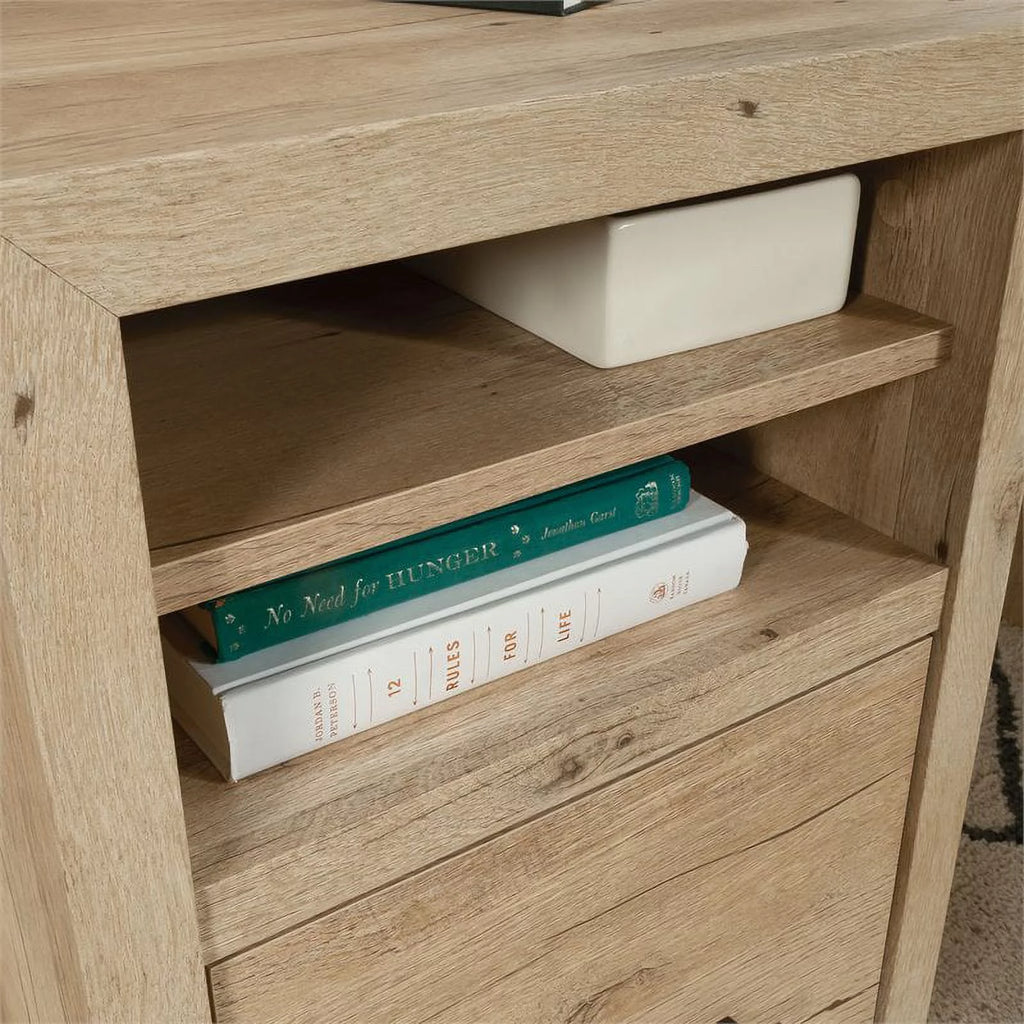 L-Shaped Engineered Wood Home Office Desk in Prime Oak A237117