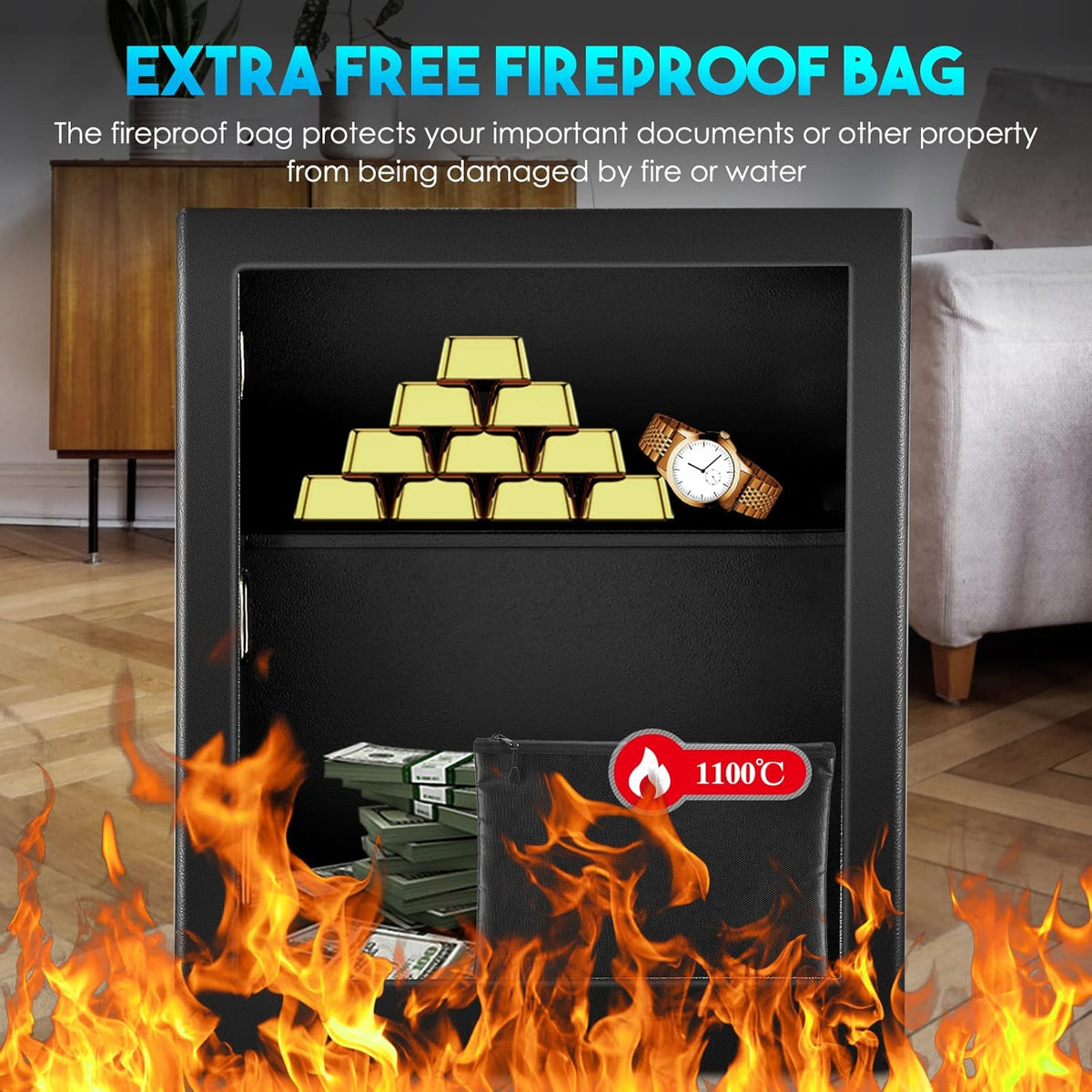 1.72 Cub Fireproof Waterproof Combination Lock Safe Box with Keypad G519