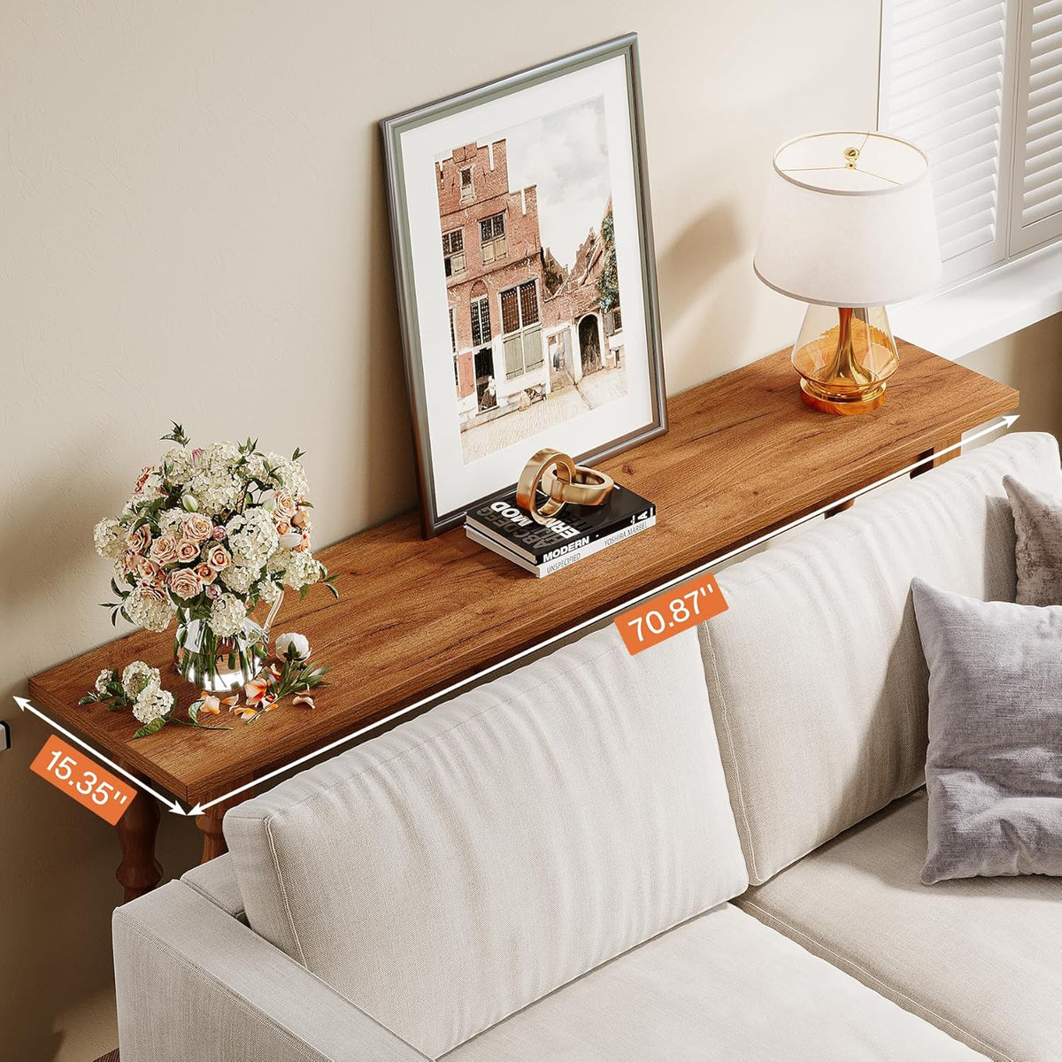 70.9-Inch Extra Long Console Table with Solid Wood Legs S17988