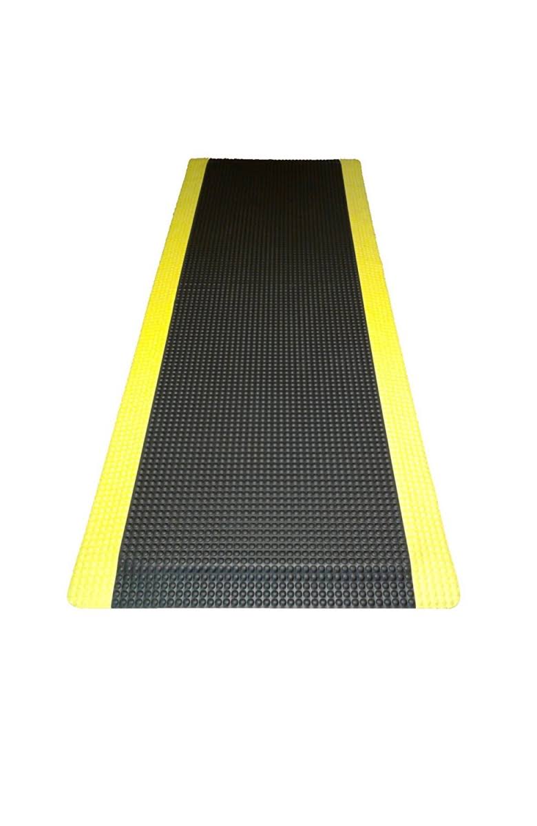 Anti-Fatigue Mat Black with Yellow Borders 4 ft. x 13 ft. x 0.63 in. L4783