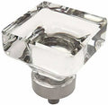 Satin Nickel Square Knob with Clear Glass - 10 Pack E858231
