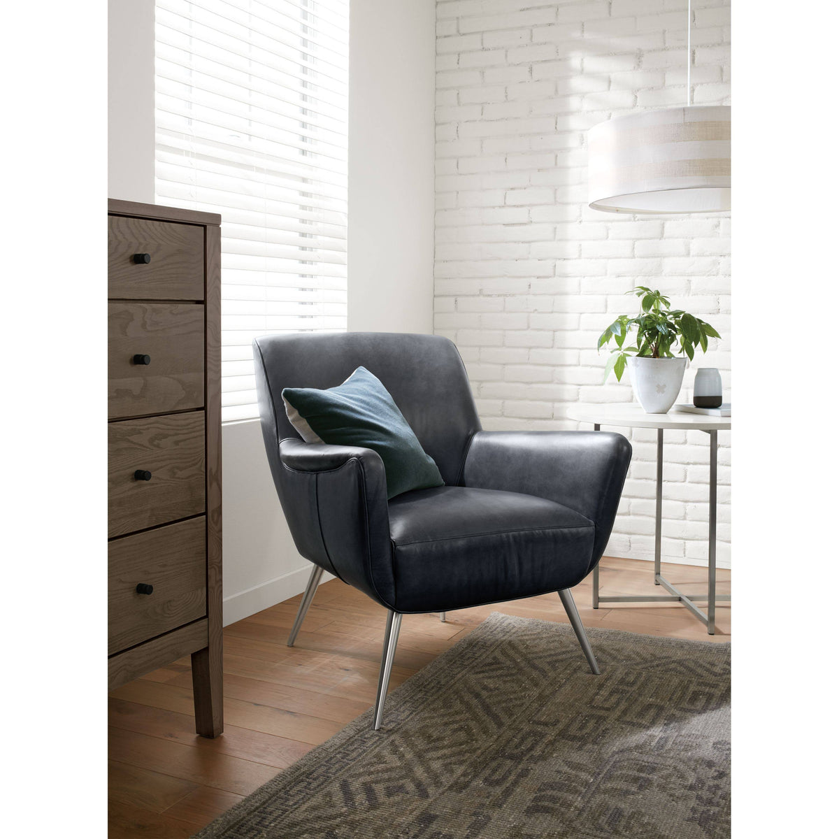Modern Classic Round End Table in Stainless Steel with Smoke Tempered Glass Top G30434