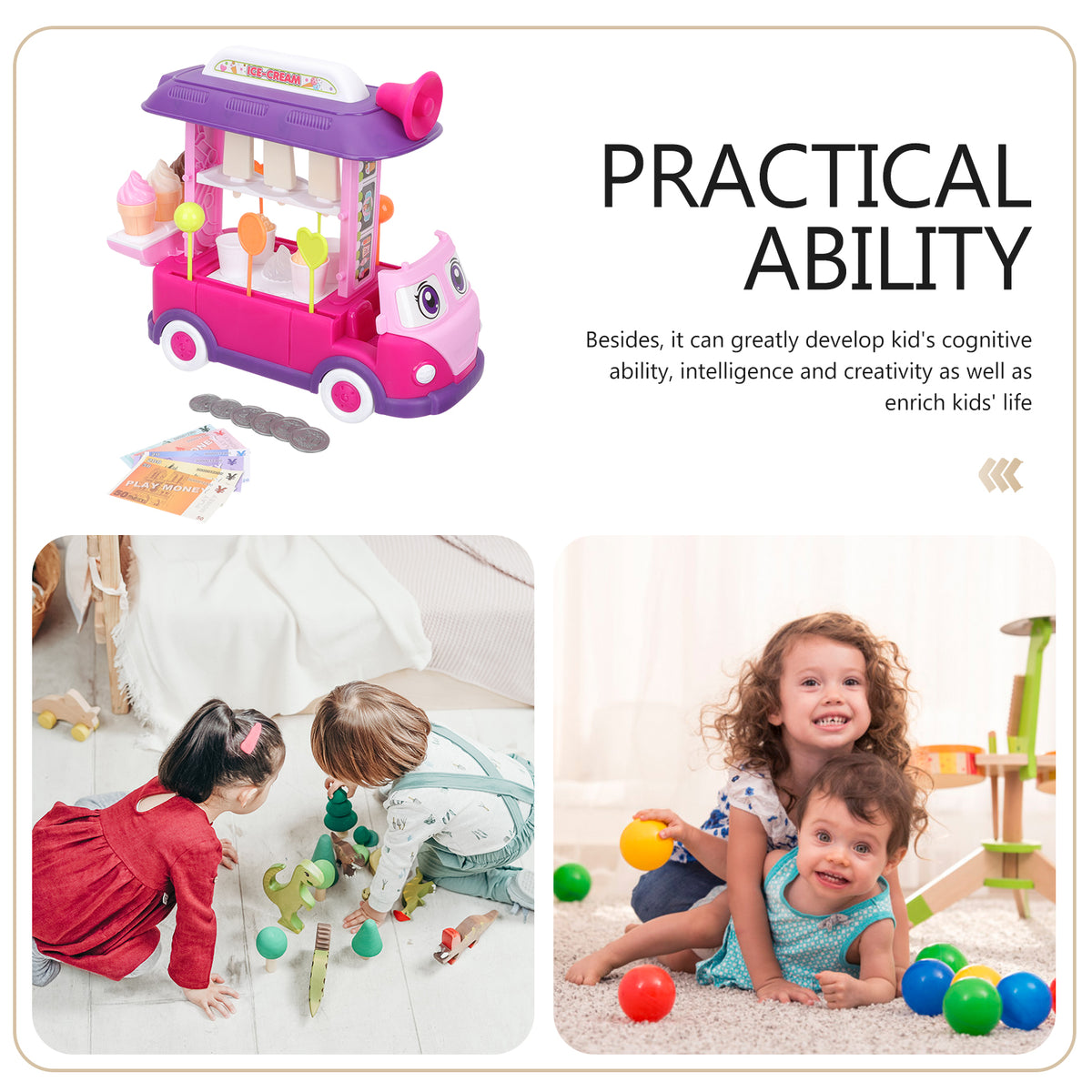 Toddler Plastic Food Truck Pretend Play Dinning Car Educational Kids Toys V502