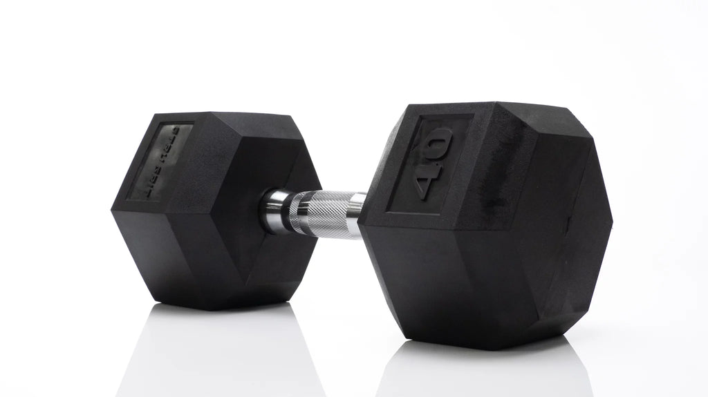 40lb Black Rubber Hex Dumbbell V538152