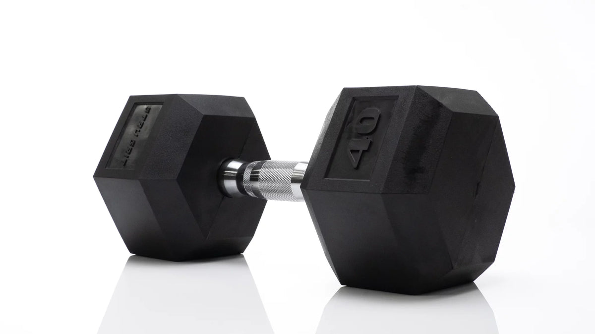40lb Black Rubber Hex Dumbbell V538152