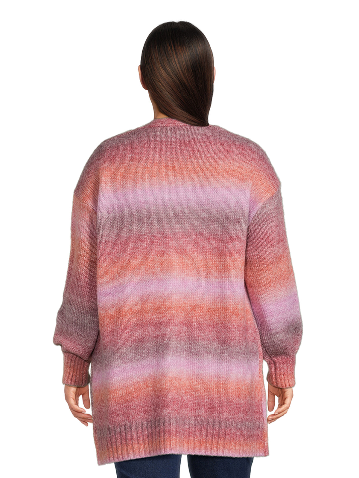 Women's Plus Size Drop Shoulder Open Cardigan with Balloon Sleeves K78603