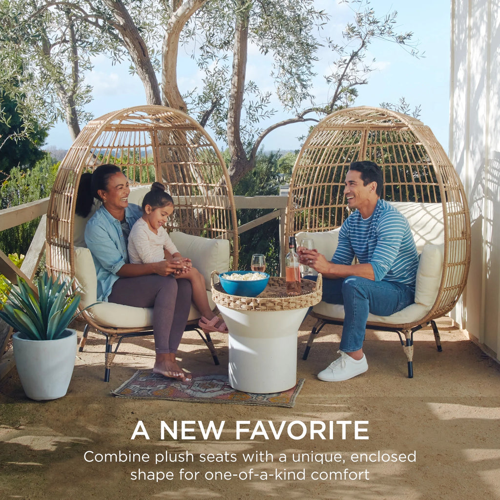 Oversized Wicker Egg Chair with Steel Frame B1776