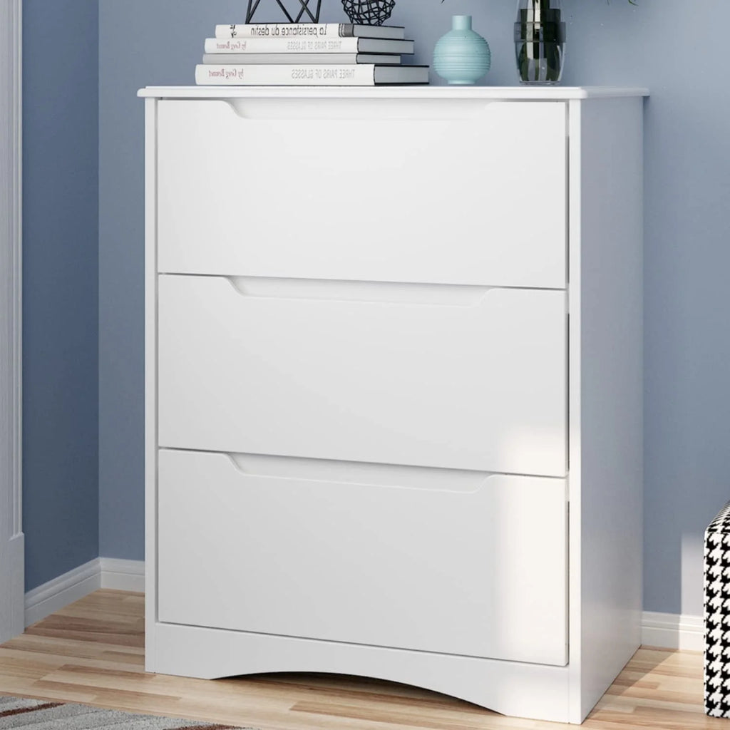 White 3 Drawer Wood Dresser E679