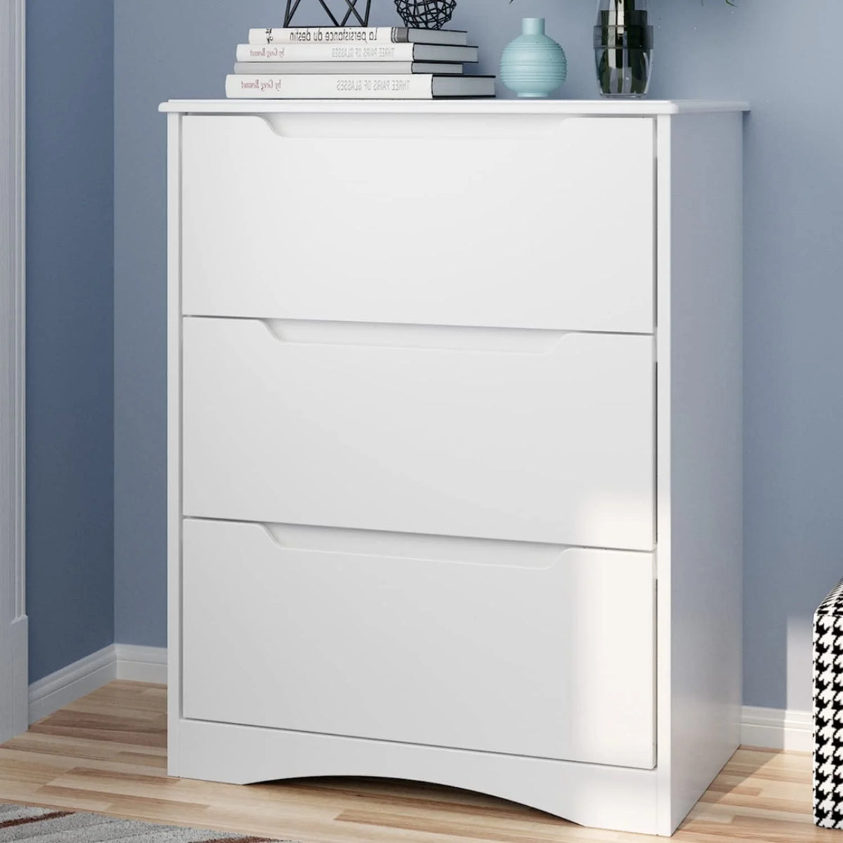 White 3 Drawer Wood Dresser E679