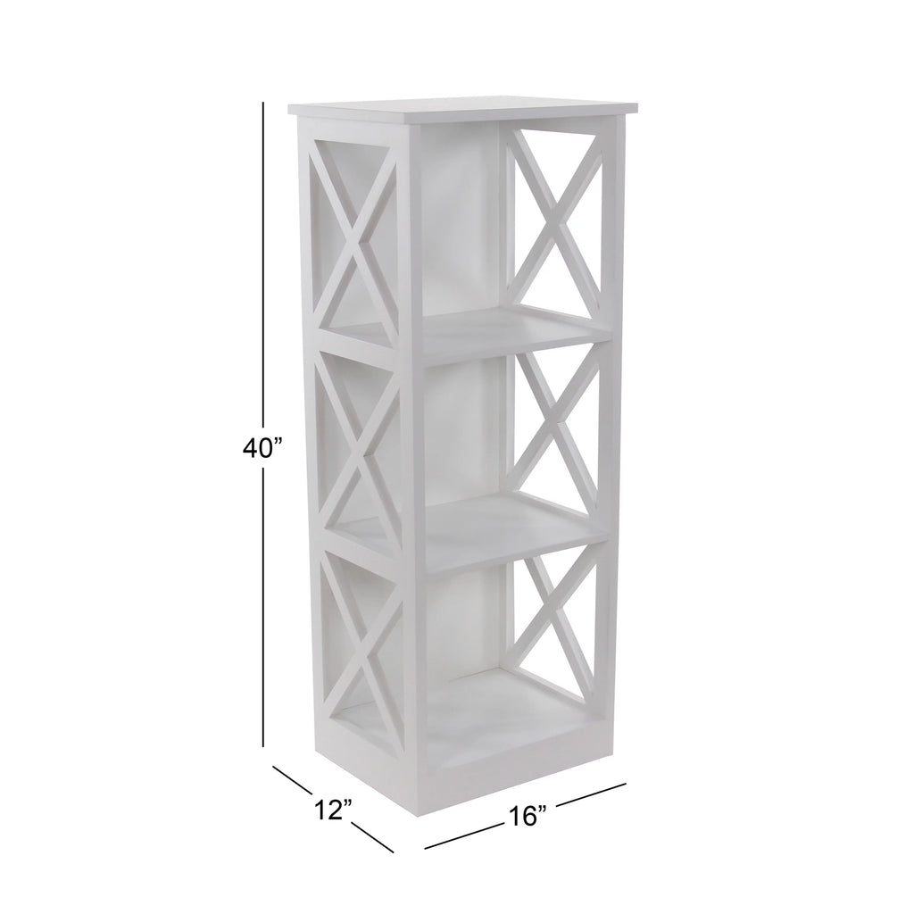 White Wood 3-Tier Shelving Unit E160
