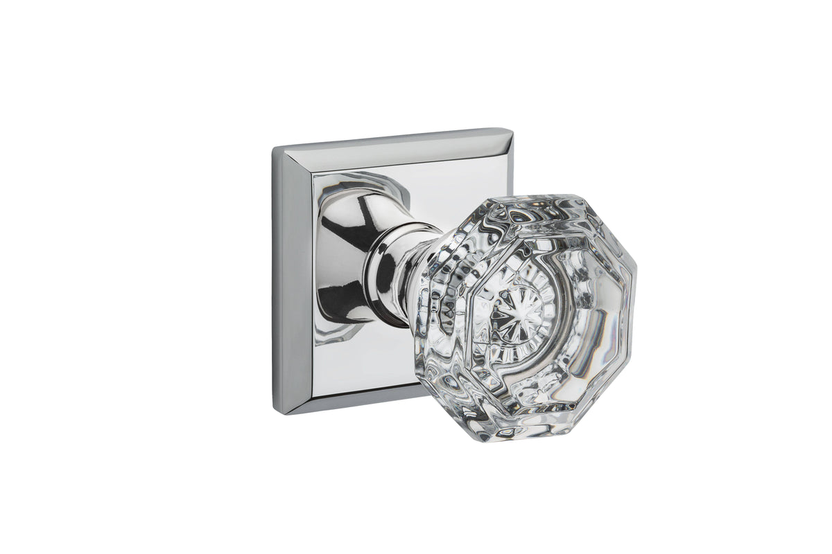 Polished Chrome Passage Door Knob with Square Rose J826794