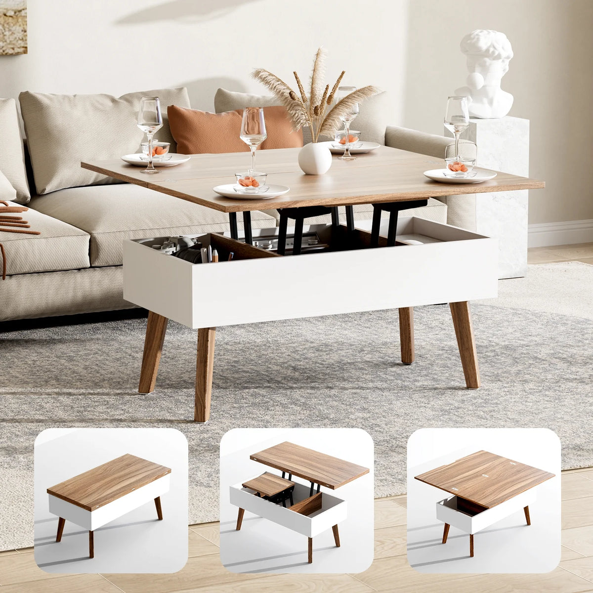 3 in 1 Lift Top Coffee Table with Storage O141457
