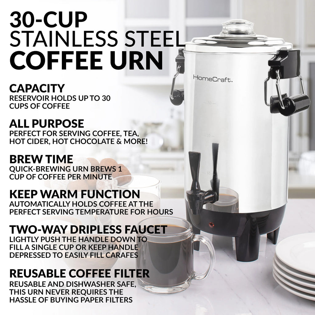 1000-Watt 30-Cup Stainless Steel Coffee Urn U260388