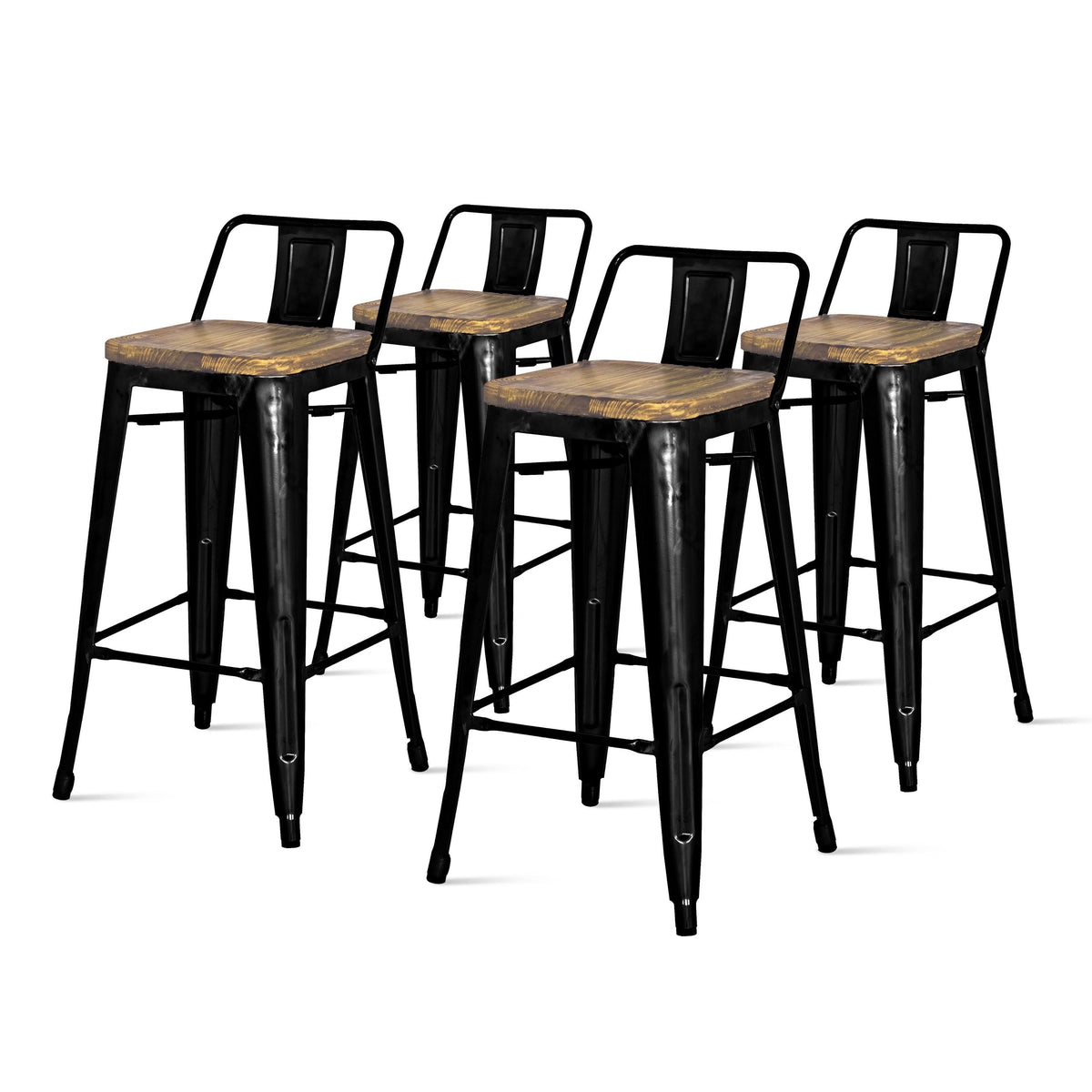 Orange Low Back Counter Stool Set of 4 D424294