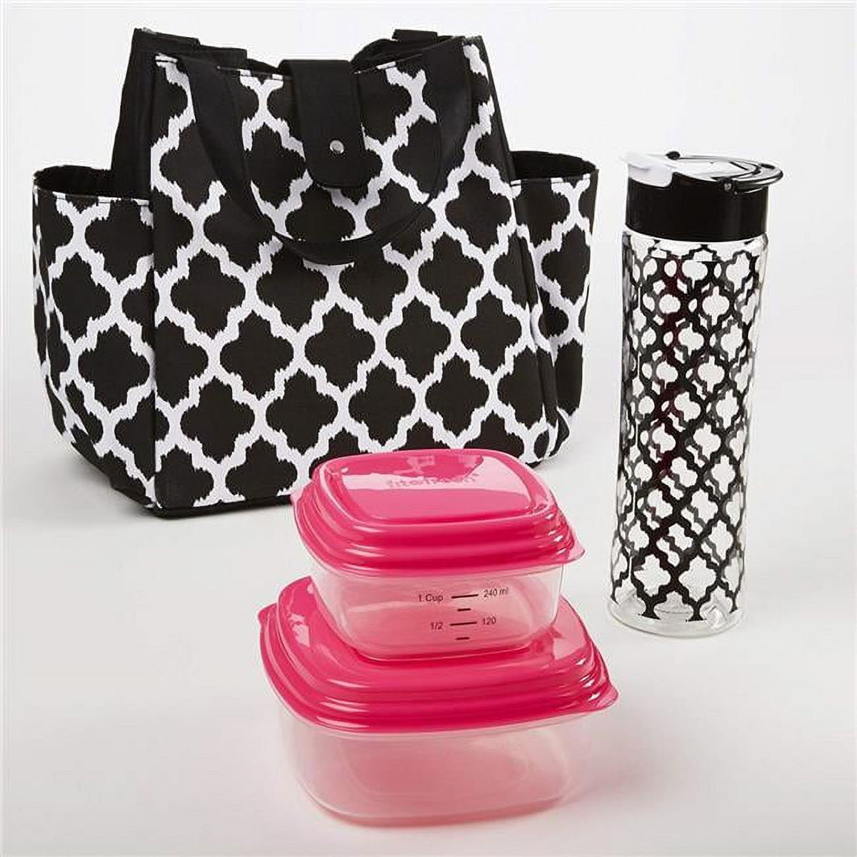 Insulated Lunch Bag Kit Black with Container Set & Water Bottle R51026