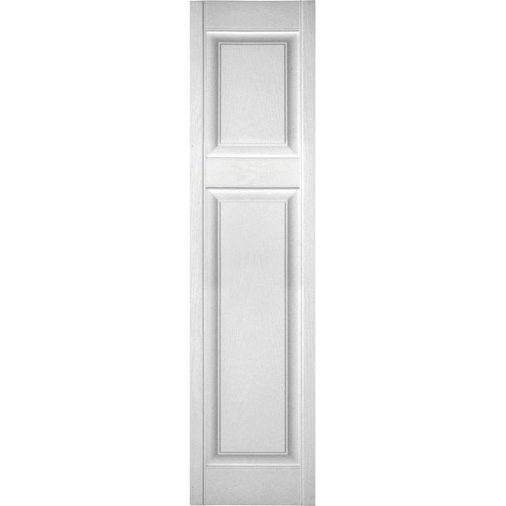 12 in. x 71 in. Vinyl Raised Panel Shutters Pair Paintable Y6064