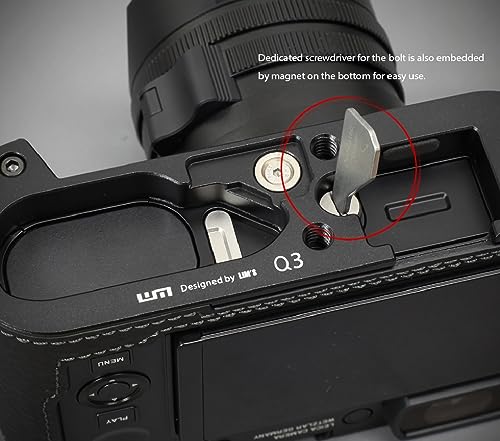 Black Leather Camera Half Case with Metal Grip L4091