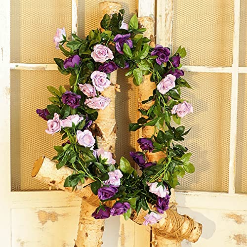 2pcs Artificial Flowers Garland Eucalyptus Peonies Faux Flower Vines (Vintage Pink) E941101