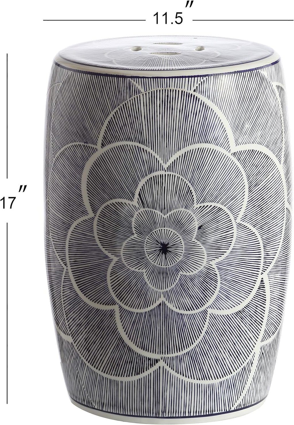 Blue Ceramic Drum Garden Stool X26134