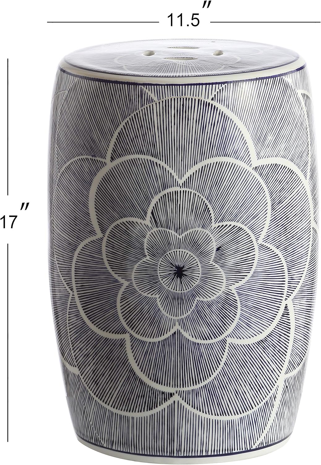 Blue Ceramic Drum Garden Stool X26134