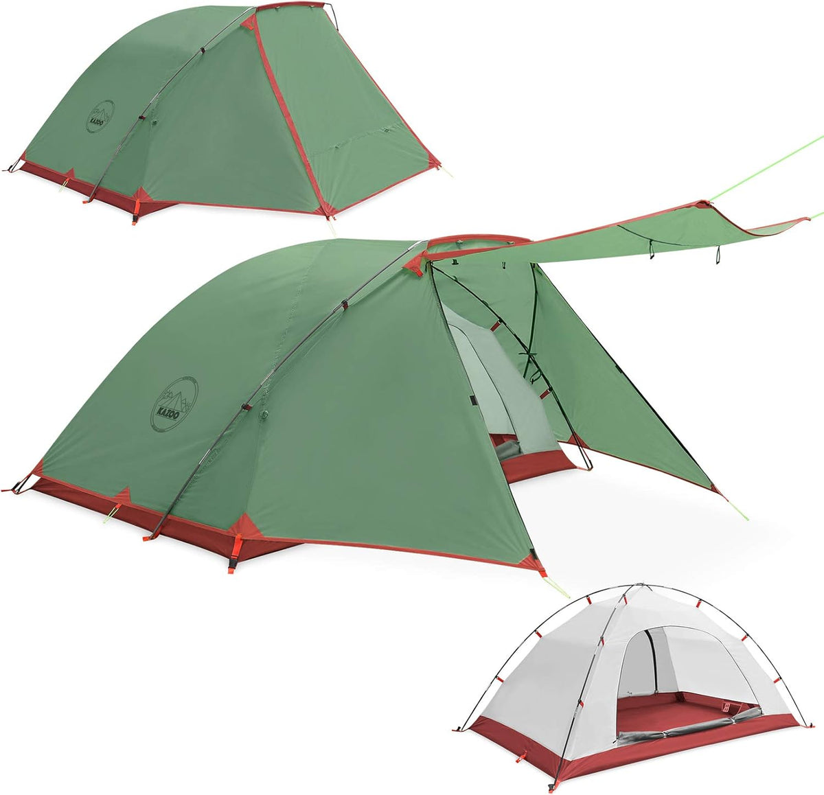 2/4 Person Waterproof Camping Tent with Porch Double Layer D69400