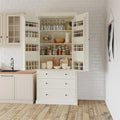 77" Grey Wooden Kitchen Pantry with 3 Drawers Z89433