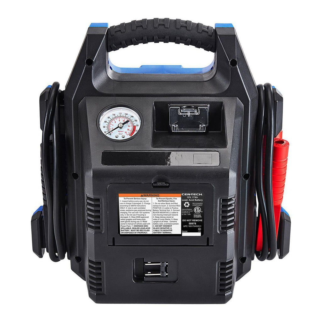 630 Peak Amp Portable Car Battery Jump Starter with Air Compressor T371388