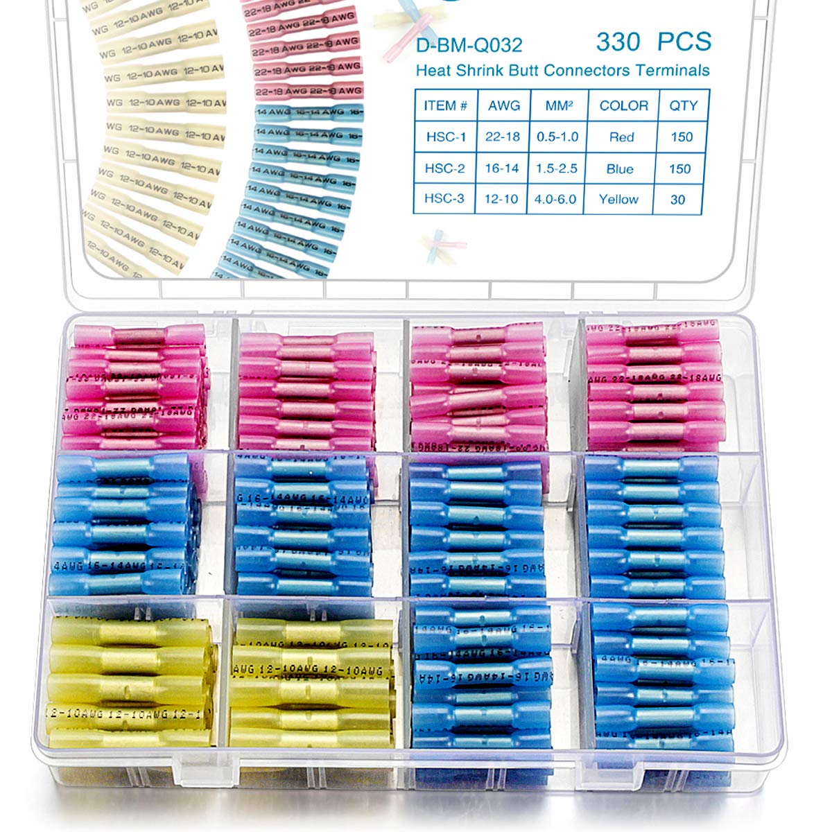 660 PCS Waterproof Insulated Heat Shrink Butt Connectors Y9712