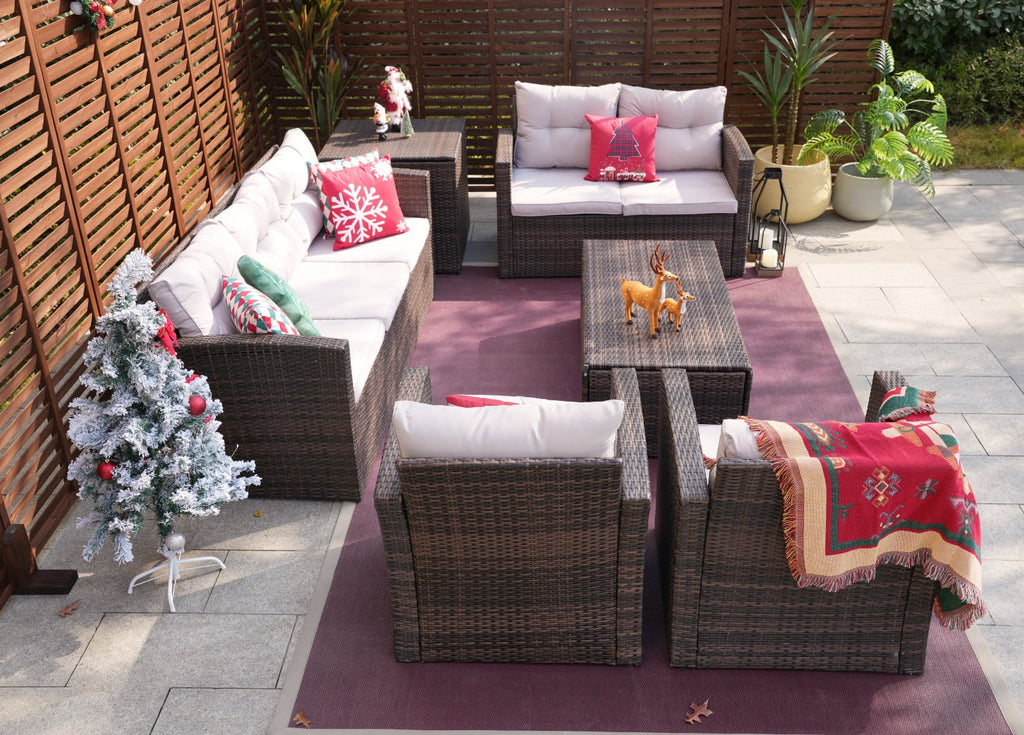 6-Piece Wicker Outdoor Sofa Set with Cushions H33591