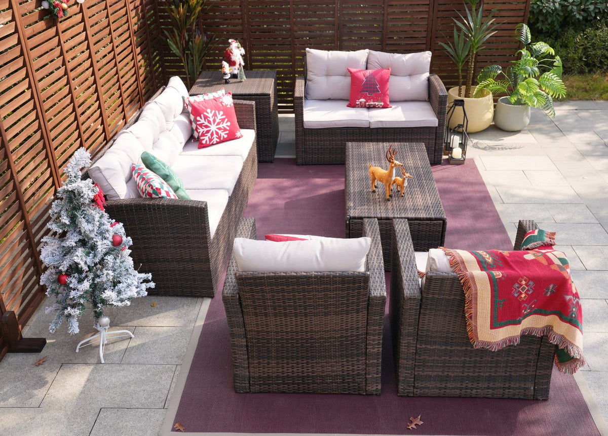 6-Piece Wicker Outdoor Sofa Set with Cushions H33591