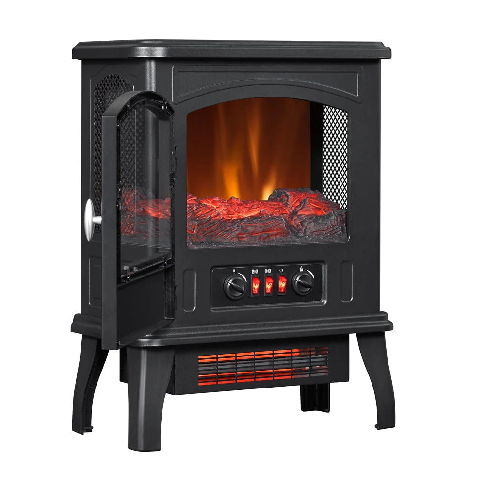 Black Infrared Quartz Electric Fireplace Stove Heater F8604