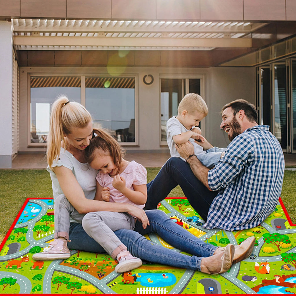 Farm Rug Play Mat with 4 Toy Cars Y316