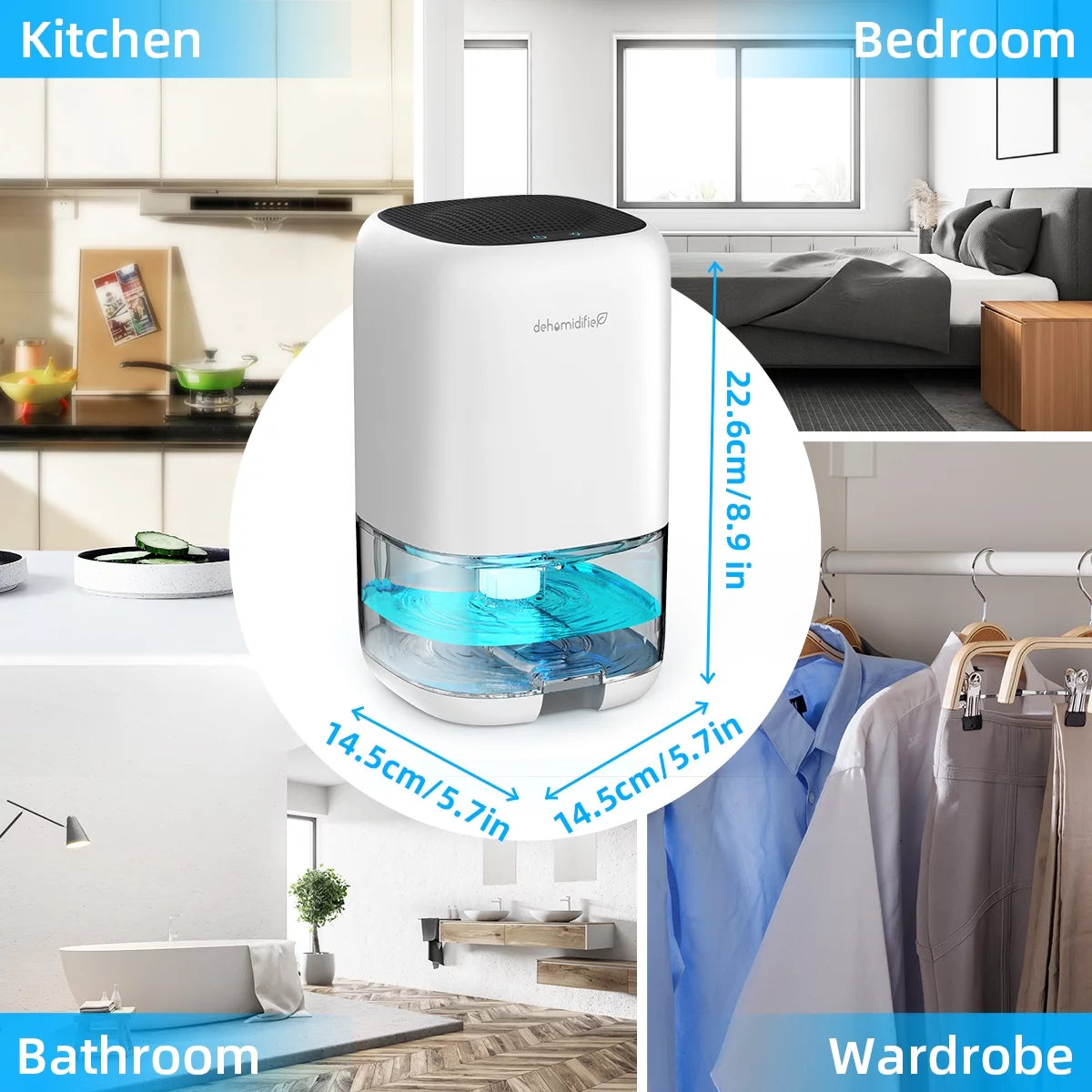 Portable Ultra Quiet Dehumidifier 1000ML I2162