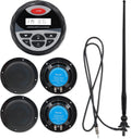 Marine Bluetooth Receiver AM FM Radio 4 inch Waterproof Speakers 2 Pairs Black Antenna D795