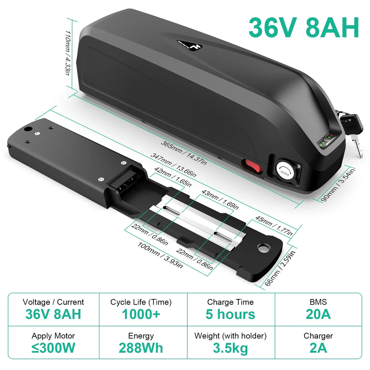 36V 8Ah Electric Bike Battery Pack W2747