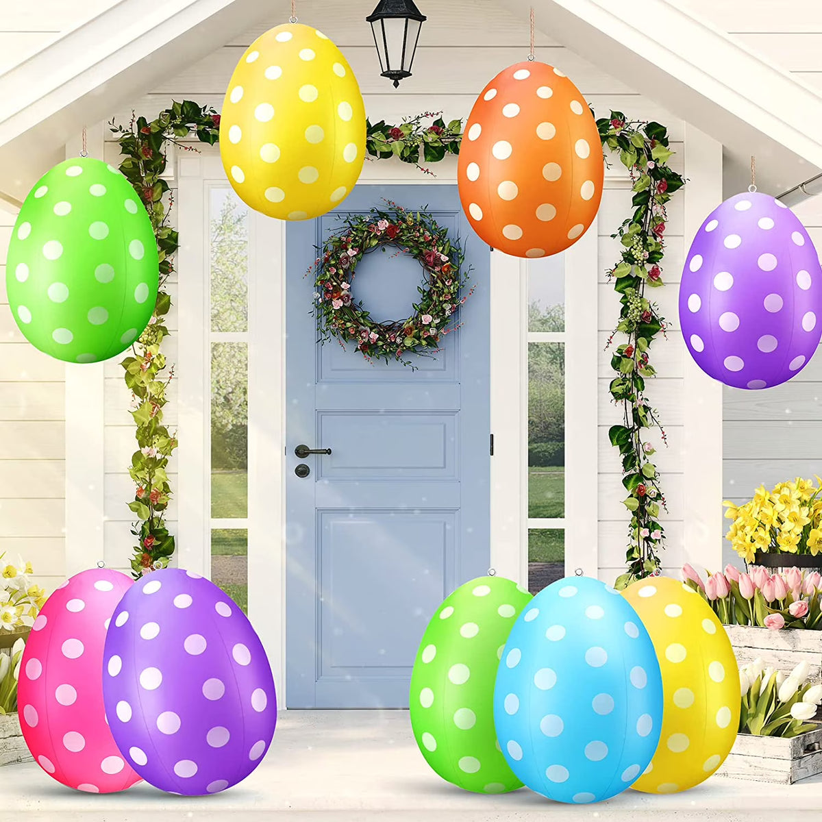 6 Pack 16" Inflatable Easter Eggs Outdoor Decor S53956