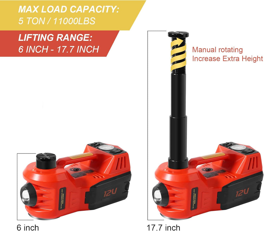 Electric Hydraulic Car Jack 5 Ton with Tire Inflator Pump and Electric Wrench B887480
