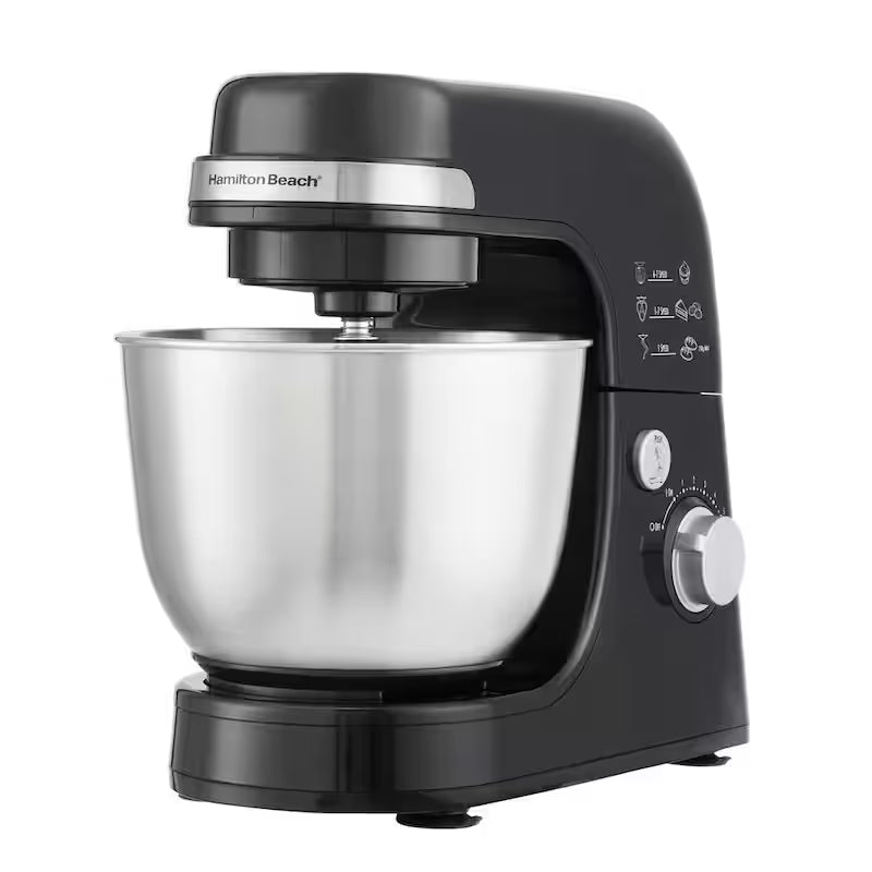 Black 4 qt. 7-speed Stand Mixer with Dough Hook, Whisk and Flat Beater Attachments U2040