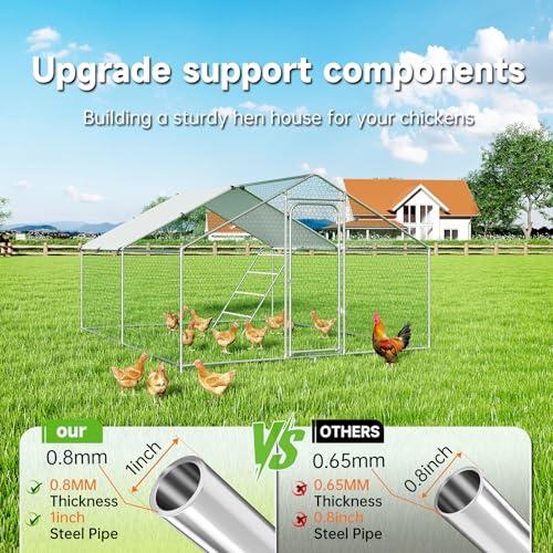 Large Metal Walk-in Chicken Coop with Cover S716547