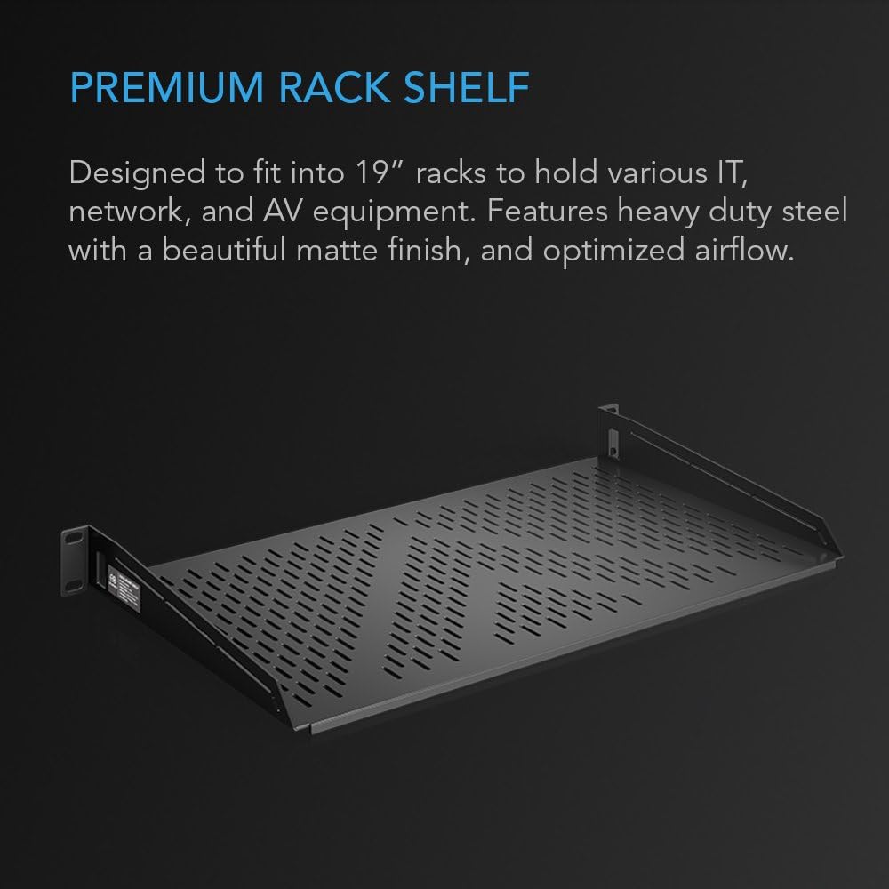 Vented Cantilever 1U Universal Rack Shelf, 10 Deep, Heavy-Duty 2.4mm Cold Rolled Steel, 60lbs Capacity Pack of 2 W72821