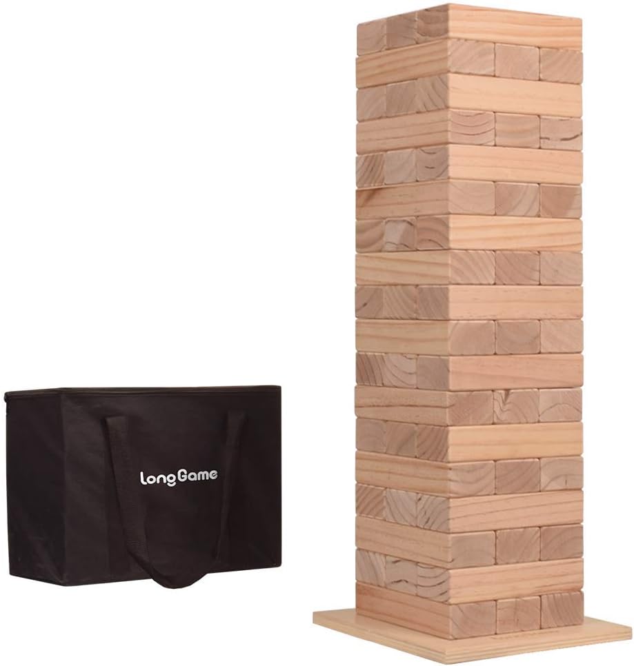 Jumbo Wood Stacking Lawn Yard Game with Carry Bag H3697