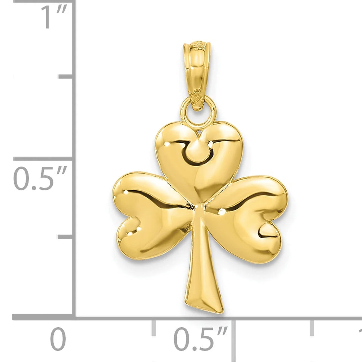 10K Yellow Gold 3-Leaf Clover Pendant Charm with 14K Yellow Gold Rope Chain Necklace 18'' A6041