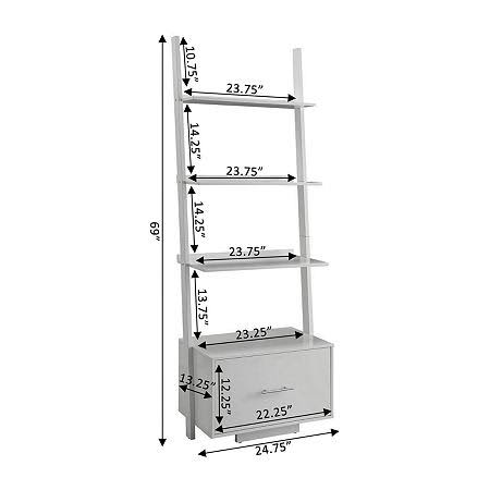 Ladder Bookcase with File Drawer J241112