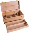 Unfinished Beechwood Artist Tool Storage Box with Removable Tray & Locking Clasps O56595
