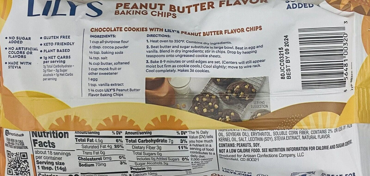 9 oz No Sugar Added Peanut Butter Baking Morsel Chips Z416