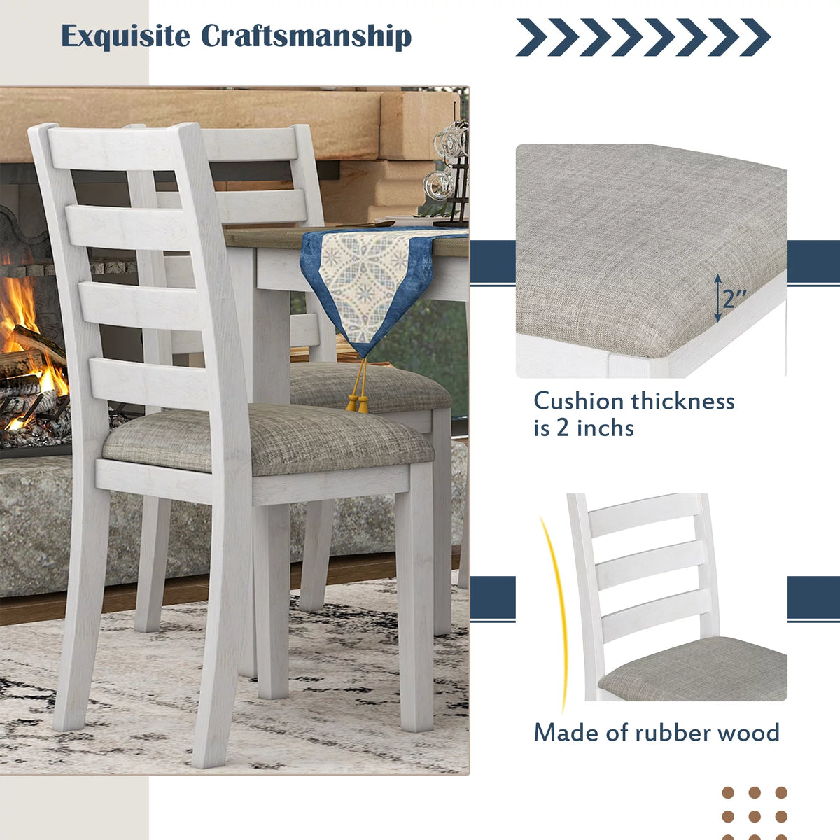 6-Piece Dining Table Set with 4 Upholstered Chairs and Bench T57729