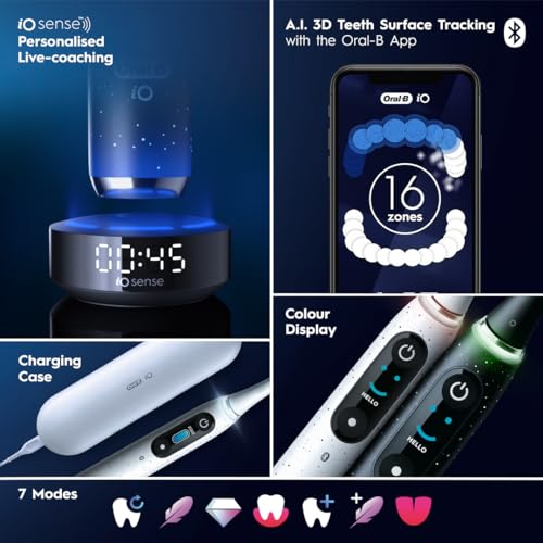 Black Rechargeable Electric Toothbrush with 4 Replacement Heads and Charging Travel Case T388