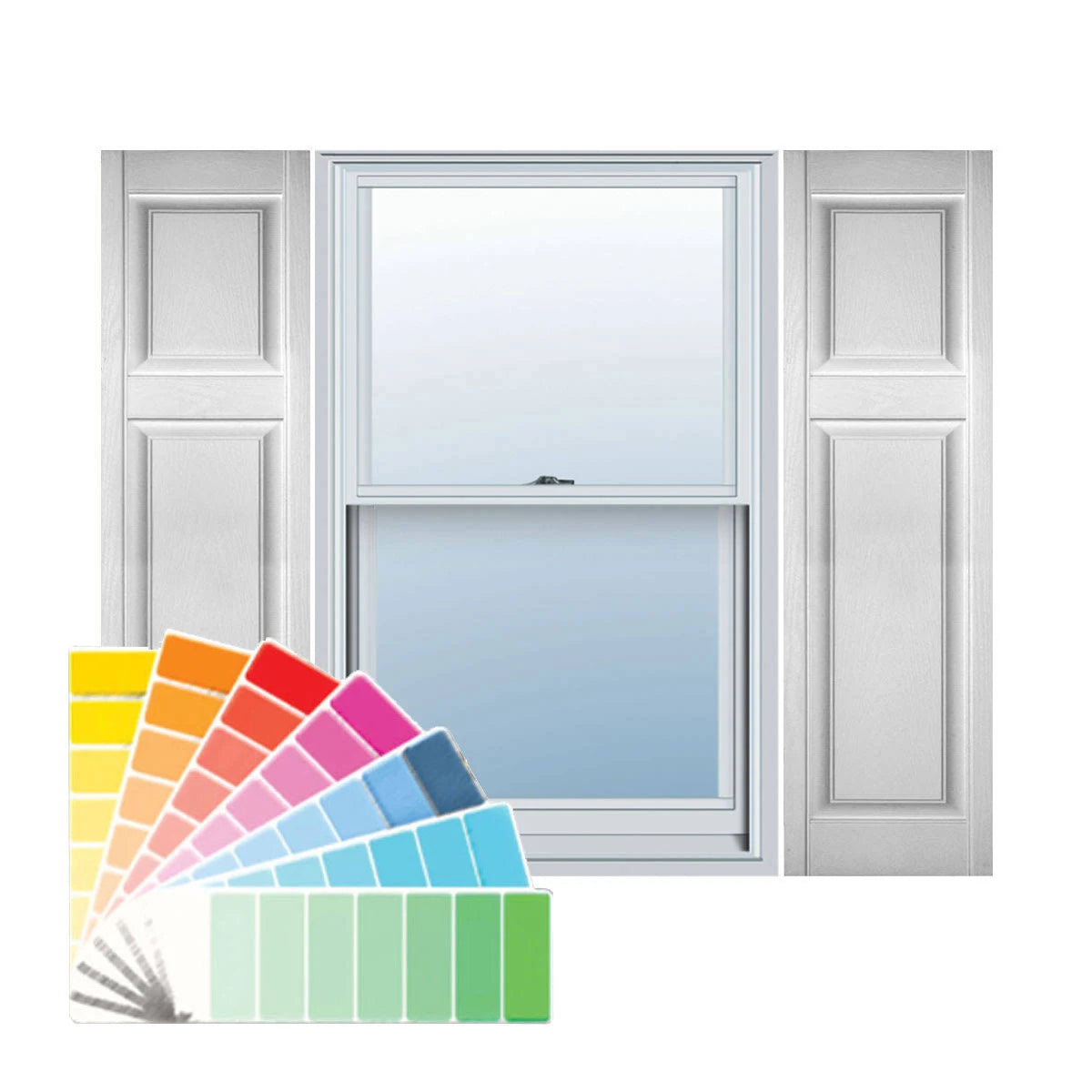 12 in. x 71 in. Vinyl Raised Panel Shutters Pair Paintable Y6064
